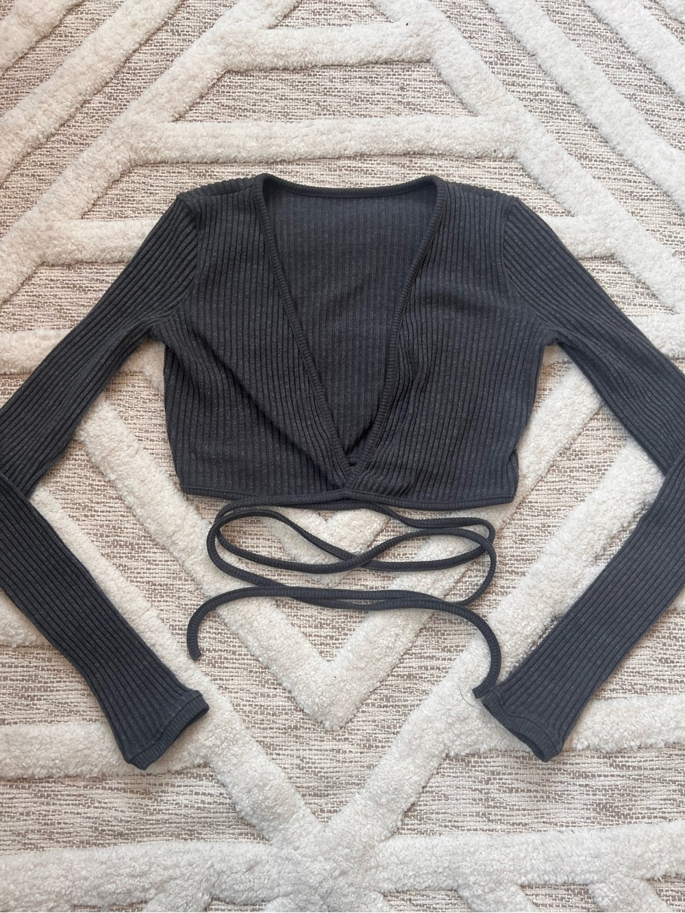Joah Brown reversible luxe knit Top wrap cardigan Charcoal Grey S/M - Picture 3 of 13